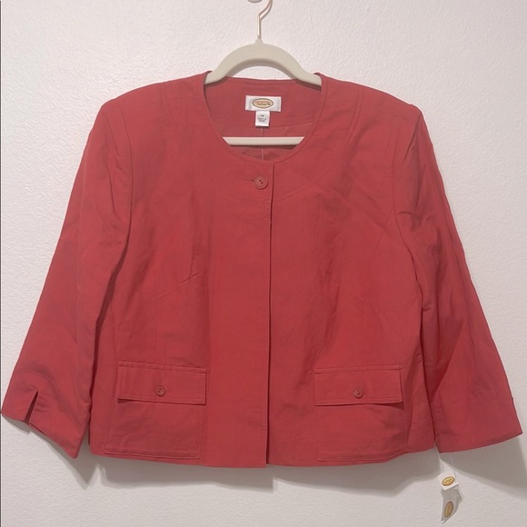Talbots Jackets & Blazers - Talbots Coral Blazer Classic Collarless Design Size 14 PTP 21” NWT